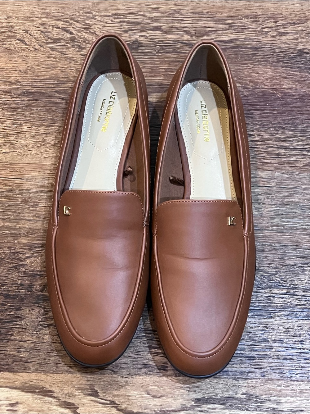 Liz Claiborne Cognac Faux Leather Slip-On Loafers
